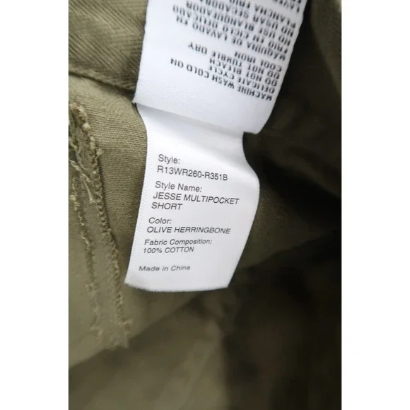 R13 Jesse Multipocket Short Womens 28 Regular Surplus Olive Herringbone US 8 New - Picture 13 of 16